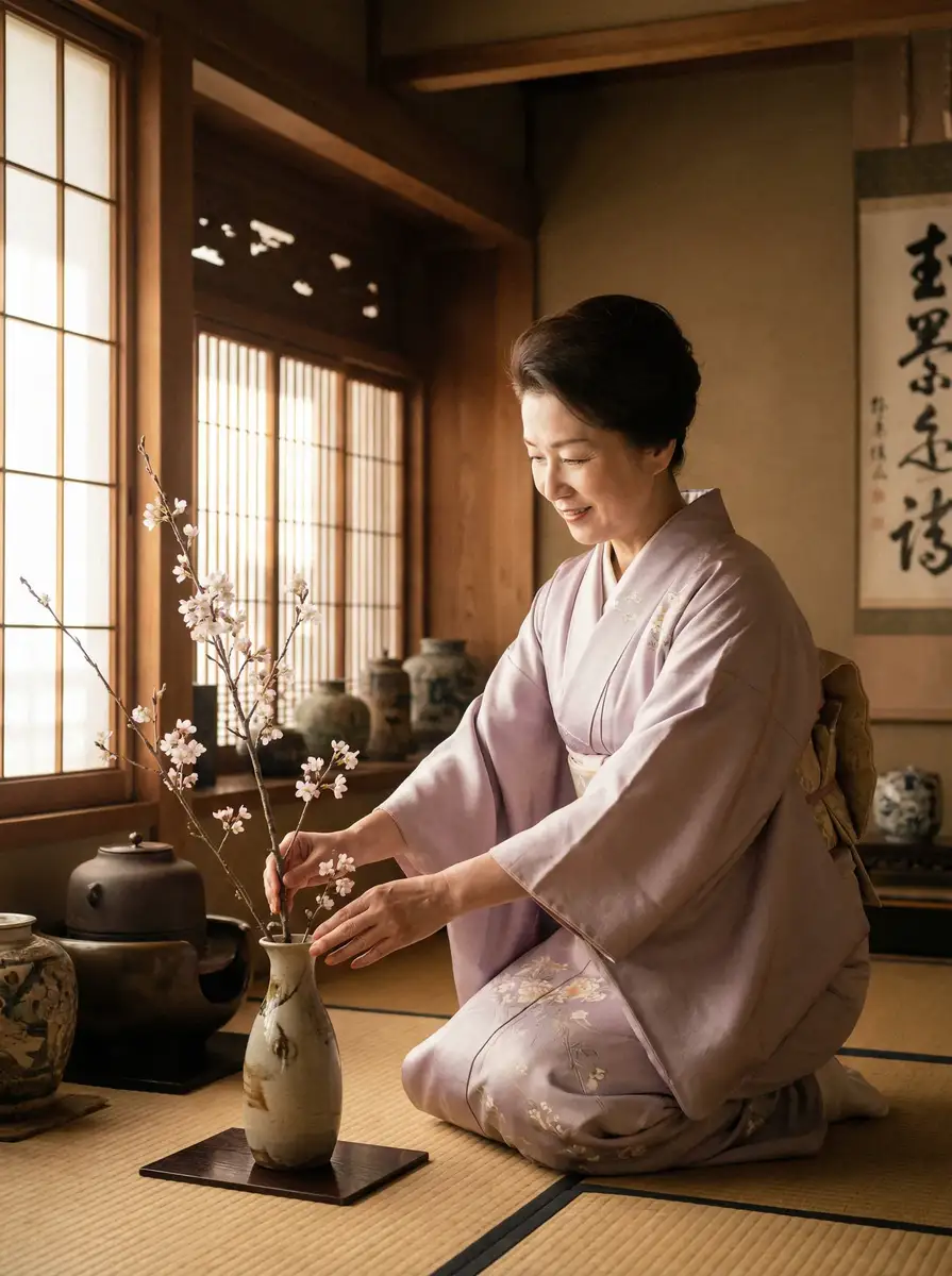 一位优雅的 51短视频-51短视频高清播放~51短视频独家资源站 在和室中插花